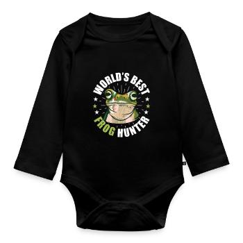 Herpétologiste amphibien Mignon Meilleur Hun de grenouille du monde - Body Bébé bio manches longues - noir - Devant