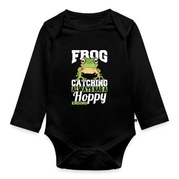 Amphibian Herpetologist Frog Catching Has A Hoppy - Baby Bio-Langarm-Body - Schwarz - Vorne