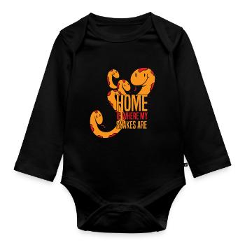 Schlangen Liebhaber | Haustiere Reptil Geschenke - Baby Bio-Langarm-Body - Schwarz - Vorne