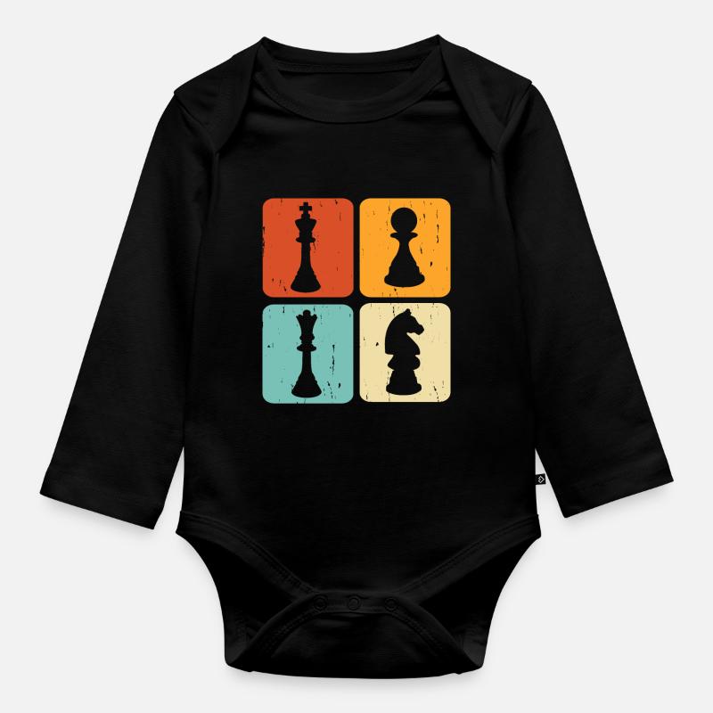 Échecs - Body Bébé bio manches longues - noir