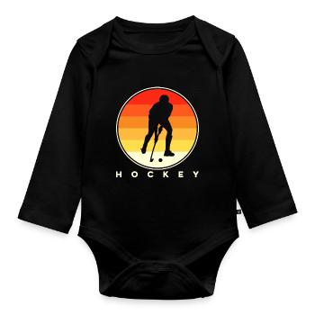 Hockey Eishockey Ice Hockey - Organic Longsleeve Baby Bodysuit - black - Front