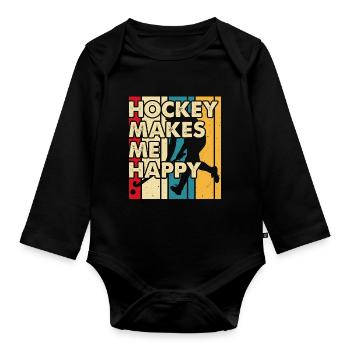 Hockey Eishockey Hockey sur glace - Body Bébé bio manches longues - noir - Devant