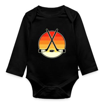 Hockey Eishockey Ice Hockey - Organic Longsleeve Baby Bodysuit - black - Front