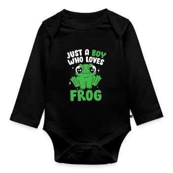 Hommes Crapaud Amphibien Herpétologiste Juste un garçon qui Lo - Body Bébé bio manches longues - noir - Devant