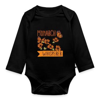 Schmetterling Monarchfalter Butterfly - Baby Bio-Langarm-Body - Schwarz - Vorne