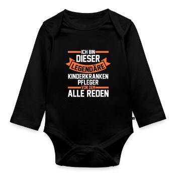 Pfleger Pflegekraft Kinderkrankenpfleger - Baby Bio-Langarm-Body - Schwarz - Vorne