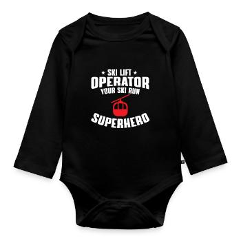 Cadeau amusant pour les exploitants de remontées mécaniques - Body Bébé bio manches longues - noir - Devant