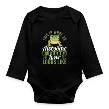 Amphibian Funny An Awesome Frog Lover Looks Like T - Organic Longsleeve Baby Bodysuit - black - Front
