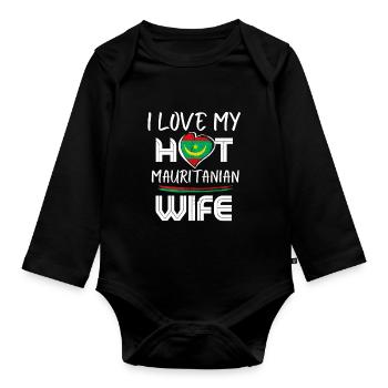 Funny I Love My Hot Mauritanian Wife Husband - Organic Longsleeve Baby Bodysuit - black - Front