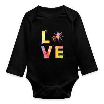 Spiders love - Organic Longsleeve Baby Bodysuit - black - Front