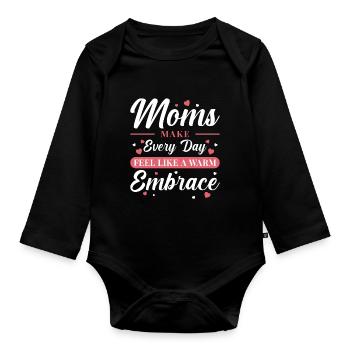 Mama Umarmen Mutter Liebe Inspiration Geschenk - Baby Bio-Langarm-Body - Schwarz - Vorne