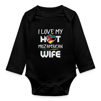 Funny I Love My Hot Mozambican Wife Husband - Organic Longsleeve Baby Bodysuit - black - Front