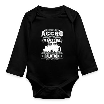 Drôle Paysan Fermier Tracteur - Body Bébé bio manches longues - noir - Devant