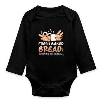 Bread lovers baker bake freshly baked bread - Organic Longsleeve Baby Bodysuit - black - Front