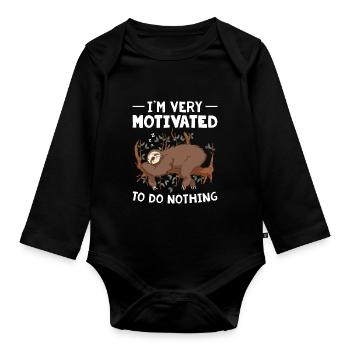 Lustiges Faultier Nichts tun Prokrastination Faultier - Baby Bio-Langarm-Body - Schwarz - Vorne