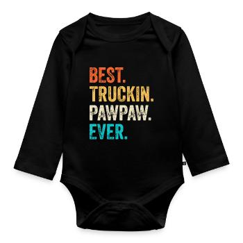 Truck Driver Dad Father Father's Day - Organic Longsleeve Baby Bodysuit - black - Front