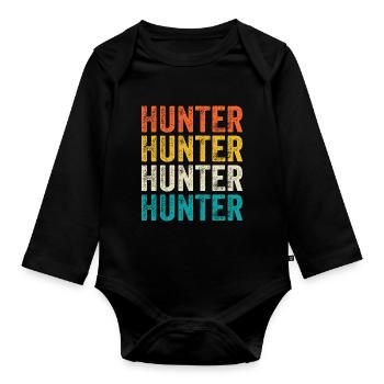 Hunting hunters - Organic Longsleeve Baby Bodysuit - black - Front