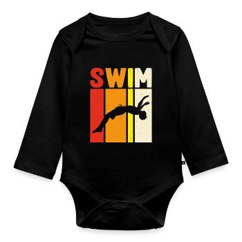 Flotteur de natation - Body Bébé bio manches longues - noir - Devant