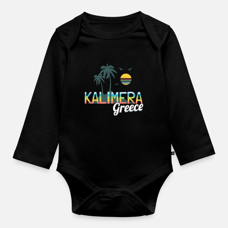 Kalimera, Grèce, Grèce - Body Bébé bio manches longues - noir