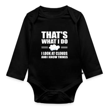 Funny Weather Watcher Outfit Meteorologist Storm - Organic Longsleeve Baby Bodysuit - black - Front
