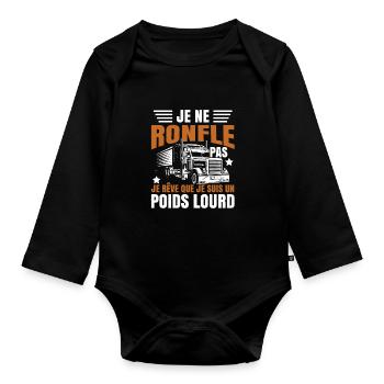 Drôle Poids Lourd - Body Bébé bio manches longues - noir - Devant