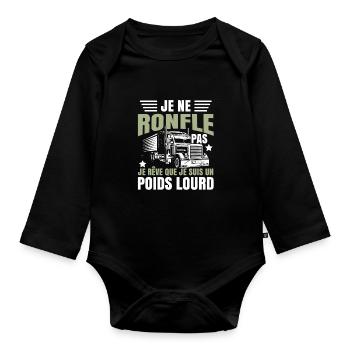Humoristique Poids Lourd - Body Bébé bio manches longues - noir - Devant