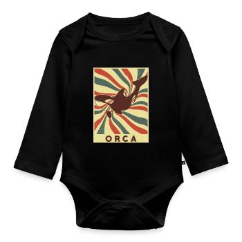 Orca Retro Vintage - Baby Bio-Langarm-Body - Schwarz - Vorne