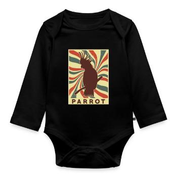 Parrot Retro Vintage - Organic Longsleeve Baby Bodysuit - black - Front