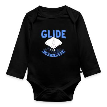 Manta Rays Glide Manta Rays Lover - Organic Longsleeve Baby Bodysuit - black - Front