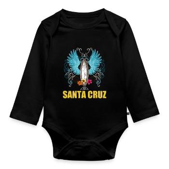 Surf en Californie Santa Cruz - Body Bébé bio manches longues - noir - Devant
