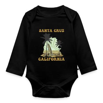 Surf en Californie Santa Cruz - Body Bébé bio manches longues - noir - Devant