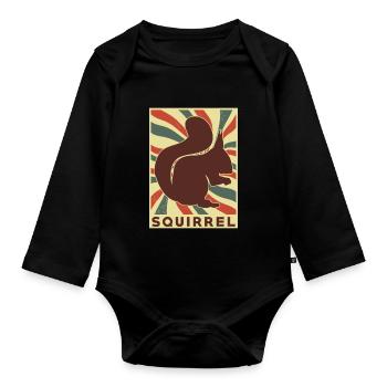 Écureuil Rétro Vintage - Body Bébé bio manches longues - noir - Devant