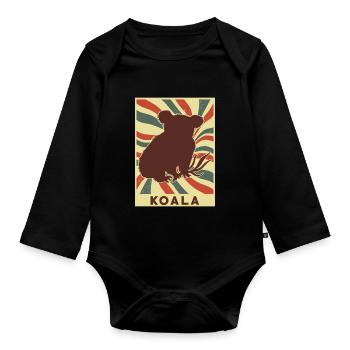 Koala Retro Vintage - Baby Bio-Langarm-Body - Schwarz - Vorne