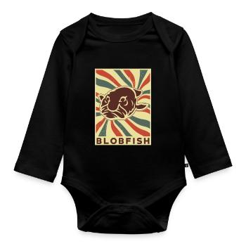 Blobfish Retro Vintage - Baby Bio-Langarm-Body - Schwarz - Vorne