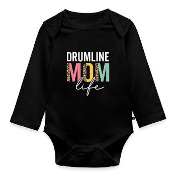 Drumline Mama Leben Lustige Mama Leopard Drumline Mama - Baby Bio-Langarm-Body - Schwarz - Vorne
