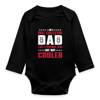 Doll collector dad - Organic Longsleeve Baby Bodysuit - black - Front