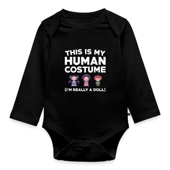 Drôle de collectionneur de poupées - Body Bébé bio manches longues - noir - Devant