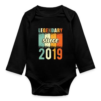 Legendary since 2019 Retro Vintage Birthday - Organic Longsleeve Baby Bodysuit - black - Front