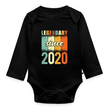 Legendary since 2020 Retro Vintage Birthday - Organic Longsleeve Baby Bodysuit - black - Front