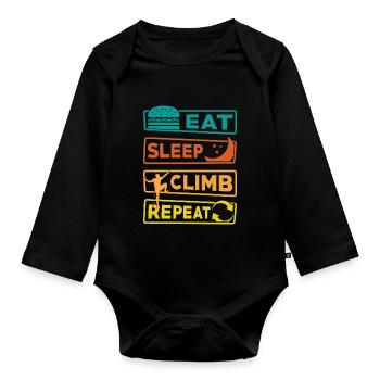 Eat Sleep Climb Repeat - Baby Bio-Langarm-Body - Schwarz - Vorne