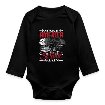 Satan Make America Satanic Again Occult - Organic Longsleeve Baby Bodysuit - black - Front