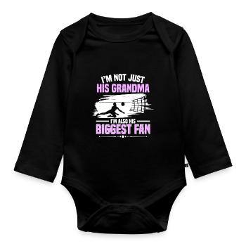 Grandmother Volleyball I'm His Grandma I'm His Big - Baby Bio-Langarm-Body - Schwarz - Vorne