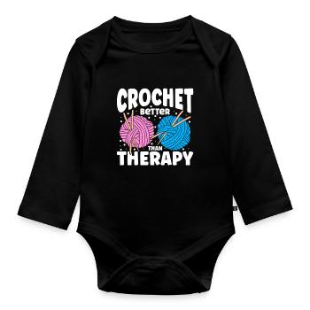 Crochet Better Than Therapy - Baby Bio-Langarm-Body - Schwarz - Vorne