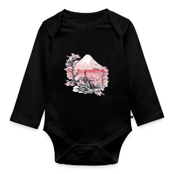Geisha Japan Art Print - Organic Longsleeve Baby Bodysuit - black - Front