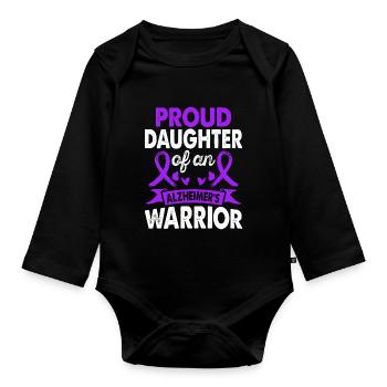 Tochter Von Alzheimer's Warrior Awareness Purple - Baby Bio-Langarm-Body - Schwarz - Vorne