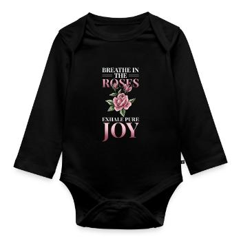 Rosenblüten Rosen Rosengarten Aroma Rosenduft - Baby Bio-Langarm-Body - Schwarz - Vorne