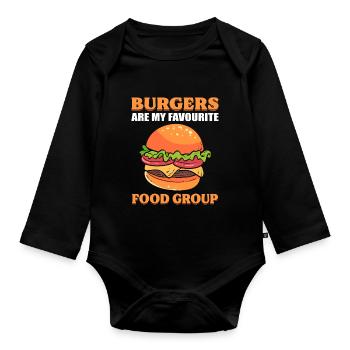 Burgers Are My Favourite Food Group Hamburger - Organic Longsleeve Baby Bodysuit - black - Front