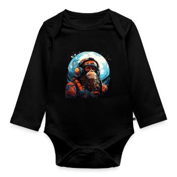 Outer Space Ape - Ape into the Galaxy Space Monkey - Organic Longsleeve Baby Bodysuit - black - Front