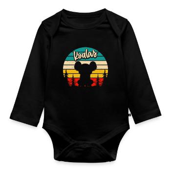 Koala - Organic Longsleeve Baby Bodysuit - black - Front