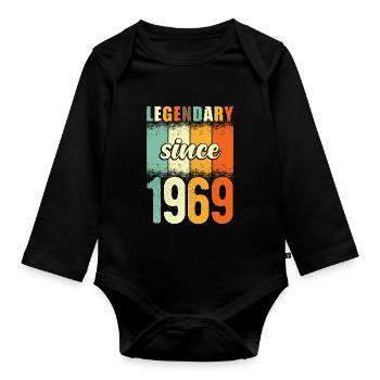 Legendary since 1969 Retro Vintage Birthday - Organic Longsleeve Baby Bodysuit - black - Front